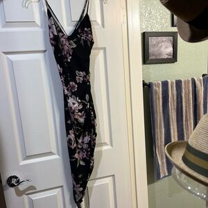 Windsor Black and Pink Floral hi-low Maxi Dress